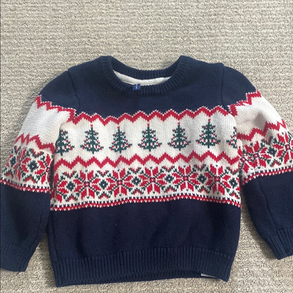 Janie and Jack Navy Sweater with Red Accents